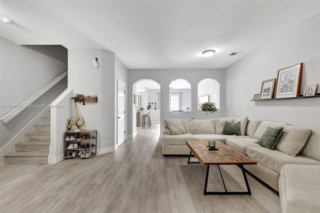 living room featuring light hardwood / wood-style floors