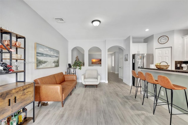 living room featuring light wood-type flooring