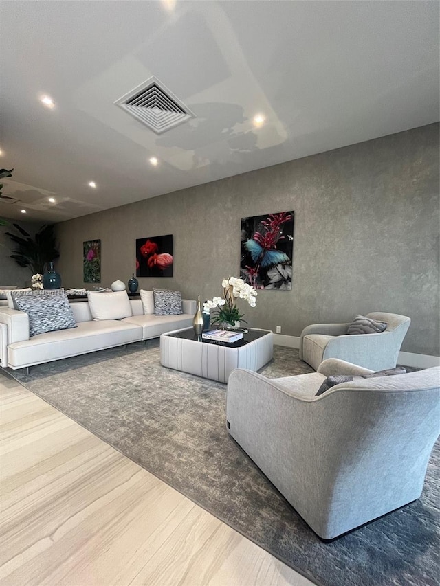 living room with carpet floors