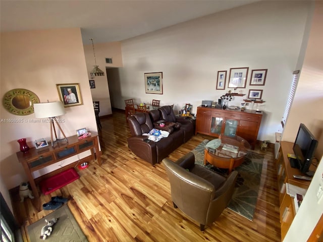 living room featuring light hardwood / wood-style floors