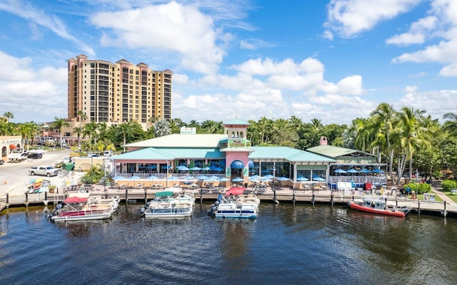 view of dock featuring a water view