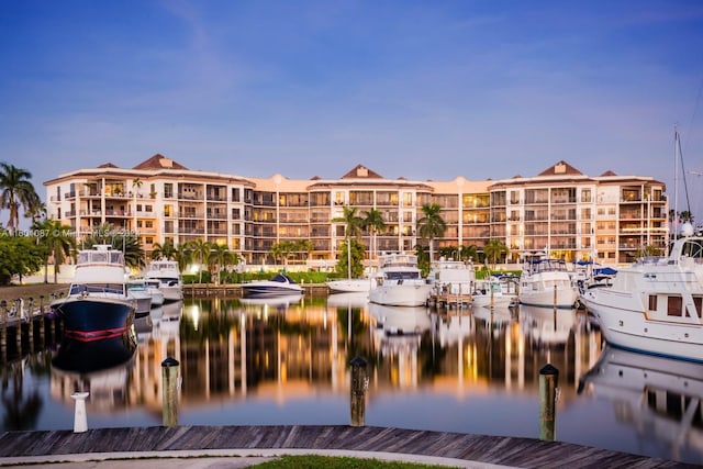 view of water feature featuring a boat dock