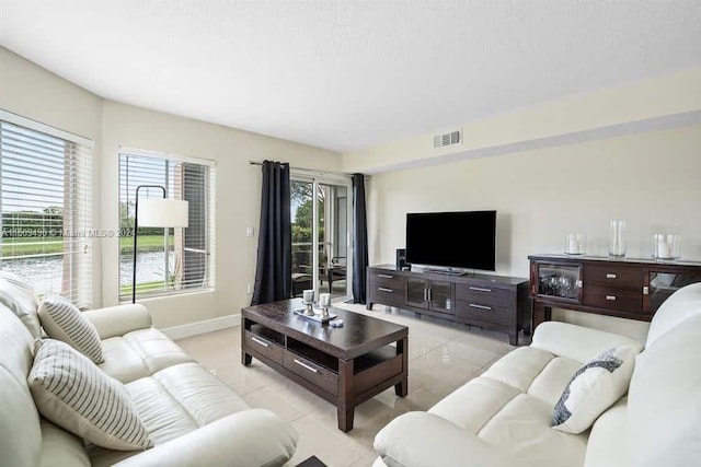 view of tiled living room