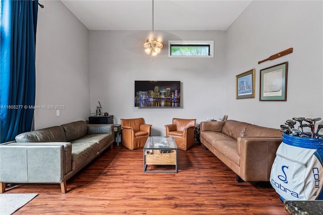 living room with hardwood / wood-style floors