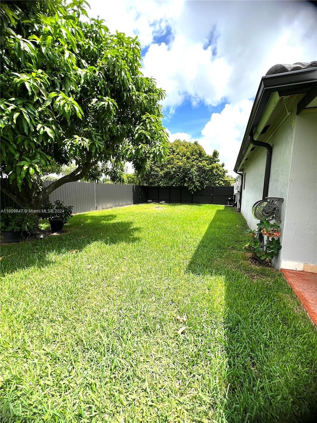 view of yard featuring a storage unit