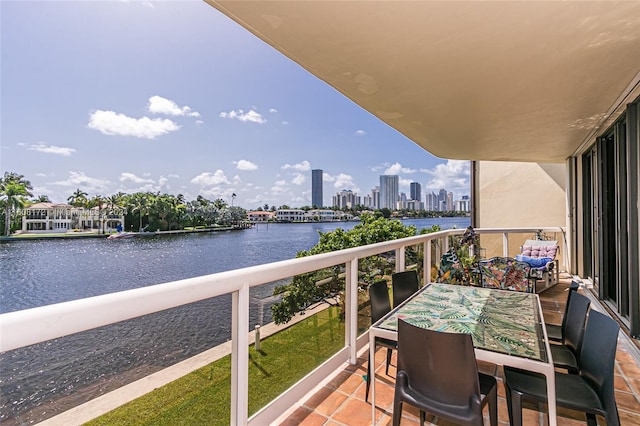 balcony with a water view