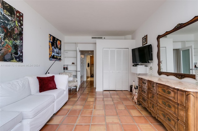 view of tiled living room