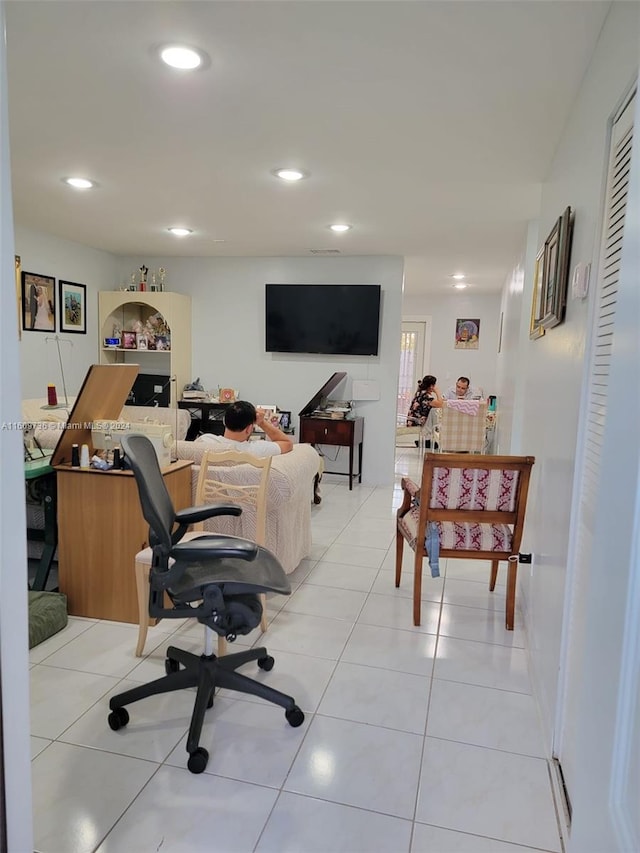 view of tiled home office