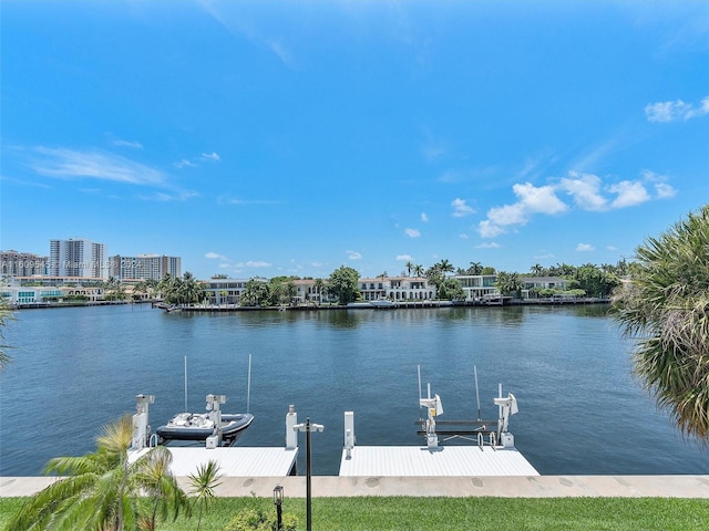 view of dock featuring a water view