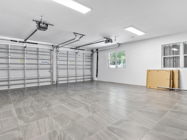 garage with a garage door opener