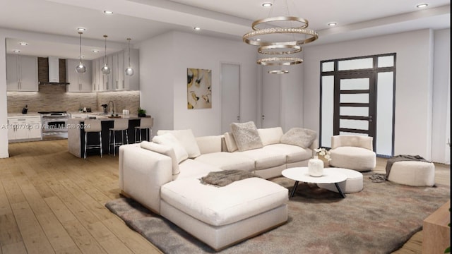 living room featuring light hardwood / wood-style flooring