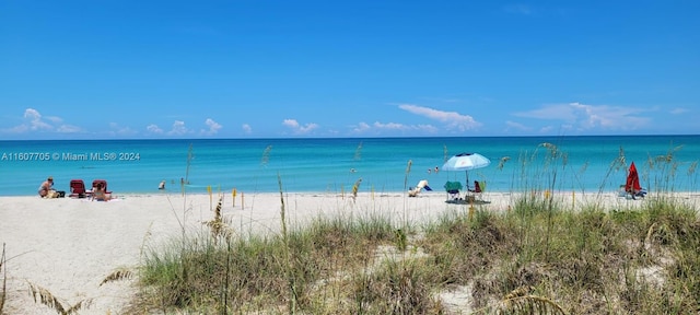 property view of water with a beach view