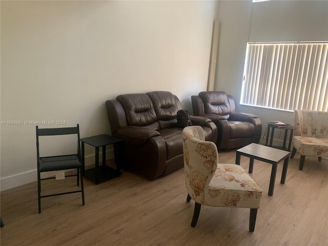 living room featuring light wood-type flooring