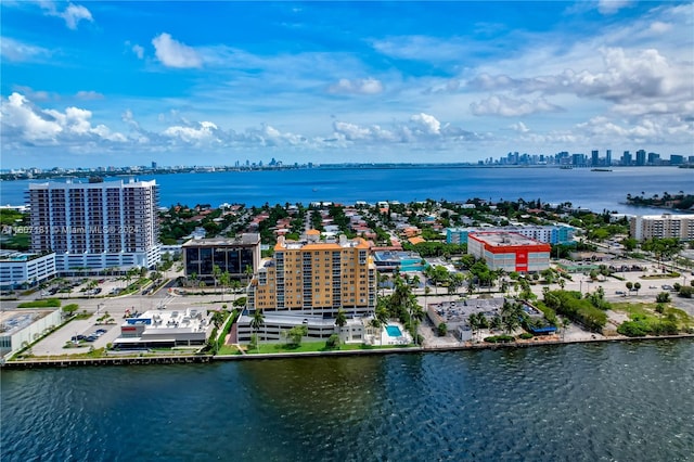 bird's eye view featuring a water view