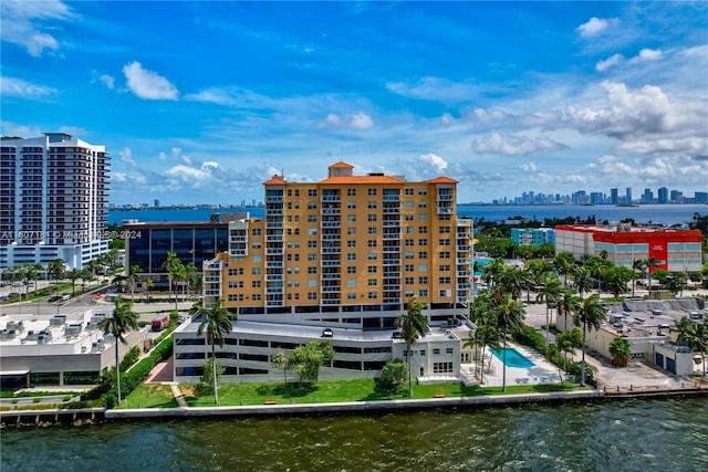 view of property with a water view