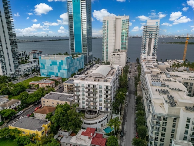 property's view of city featuring a water view