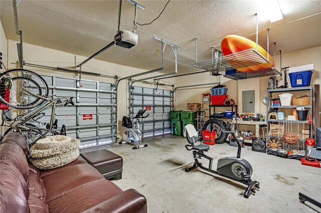 garage with a garage door opener