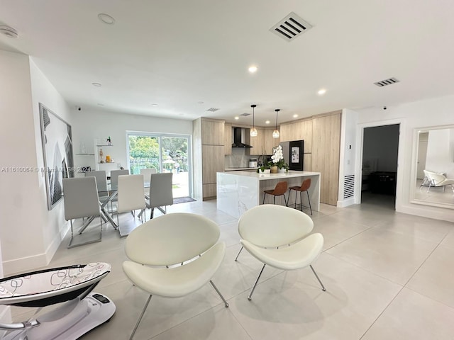 view of tiled living room