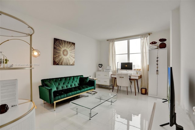 view of tiled living room