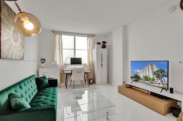 view of tiled living room