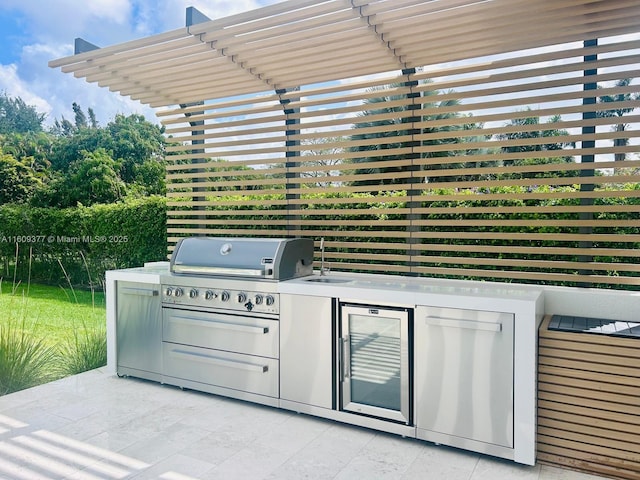 12231 SW 2nd St, Plantation, FL 33325 - view of patio featuring wine cooler, a pergola, and a sink