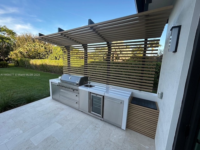 view of patio / terrace featuring area for grilling and exterior kitchen