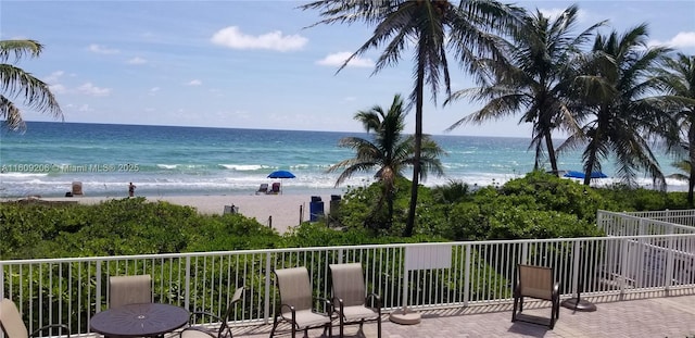 view of water feature featuring a beach view