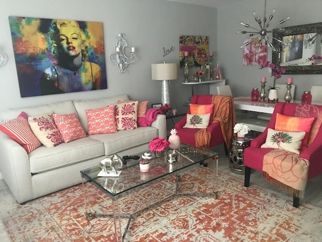 living room with hardwood / wood-style floors