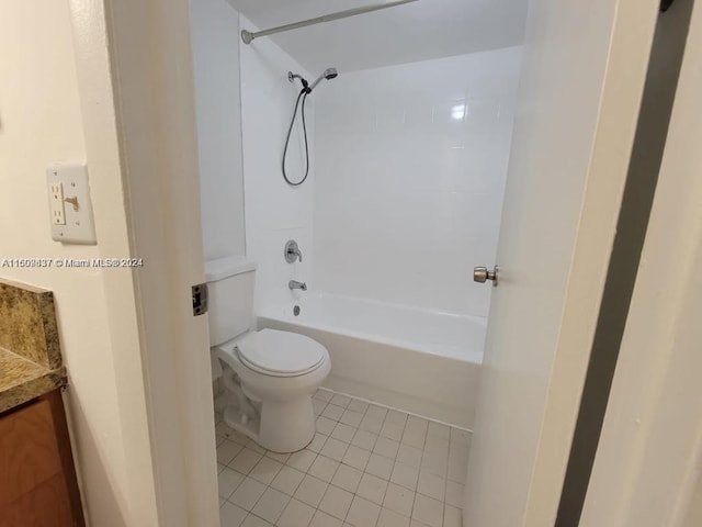 full bathroom with tile flooring, shower / tub combination, toilet, and vanity