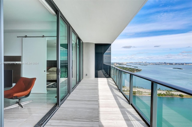 balcony with a water view