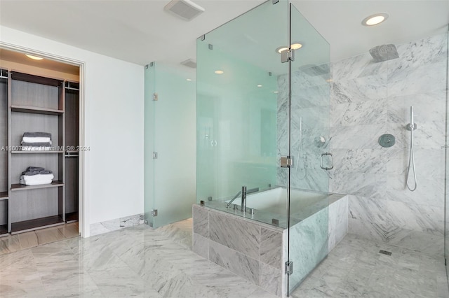 bathroom with plus walk in shower