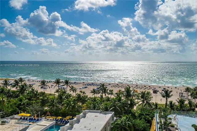 property view of water with a beach view