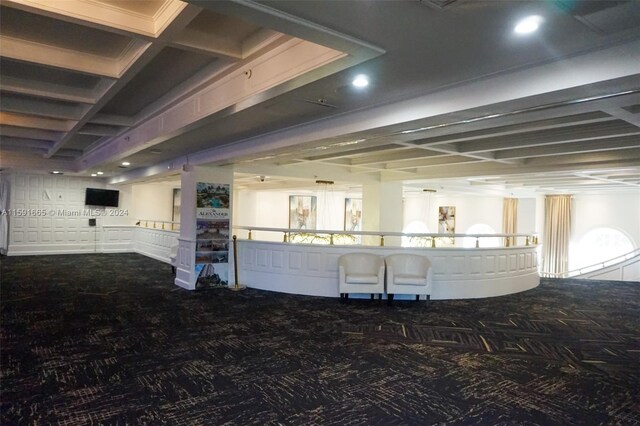 interior space featuring carpet flooring and recessed lighting