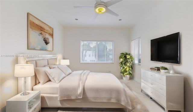 bedroom featuring ceiling fan