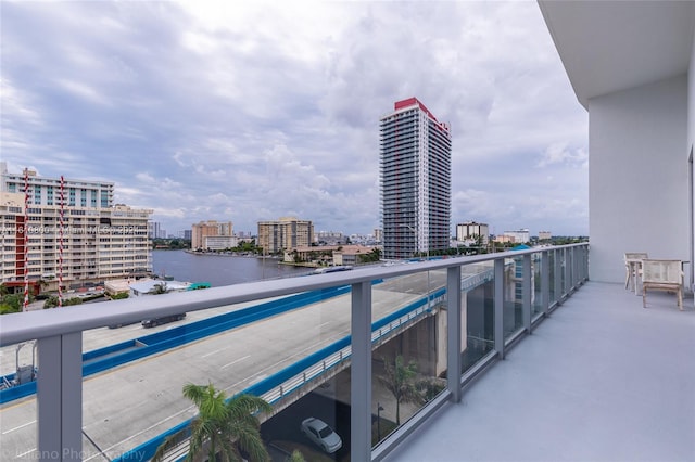 balcony with a water view