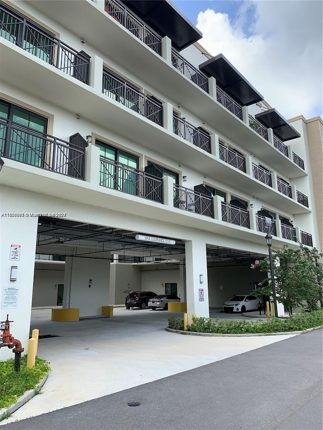 view of building exterior featuring a garage