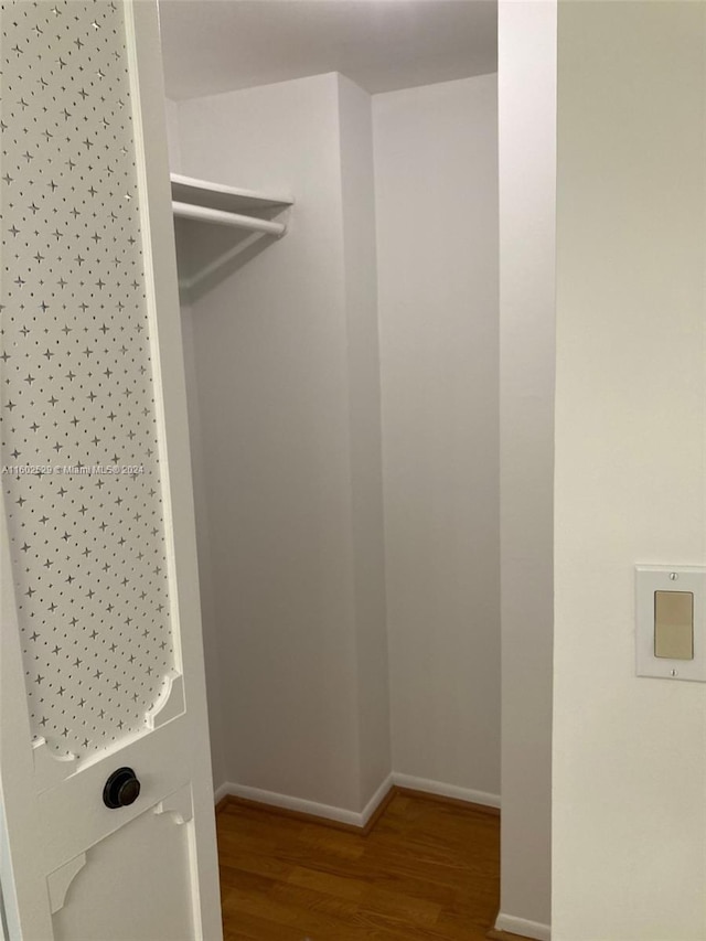 walk in closet with hardwood / wood-style flooring