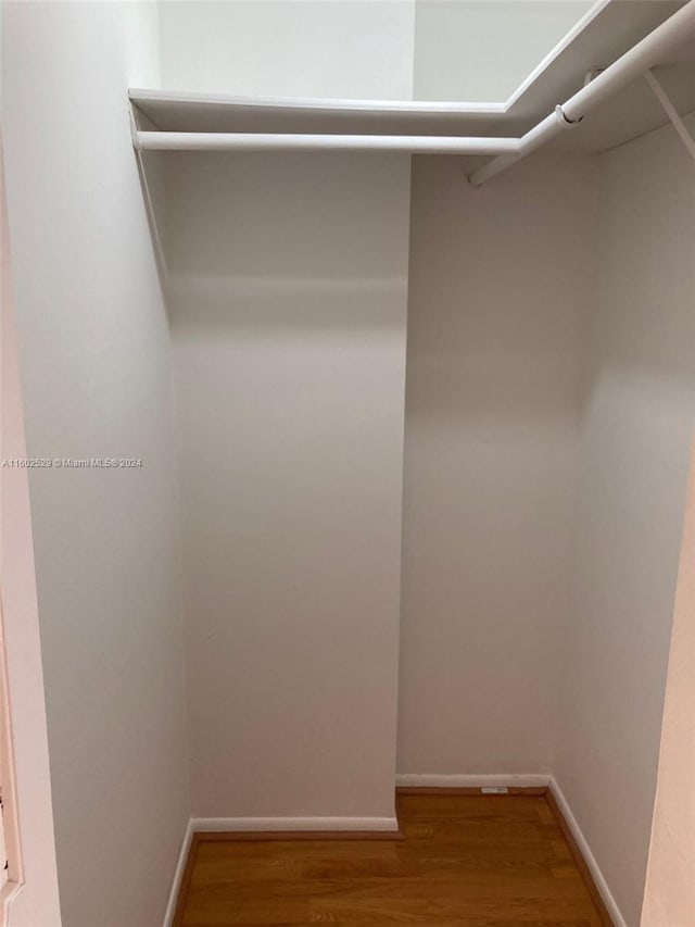 walk in closet with hardwood / wood-style flooring