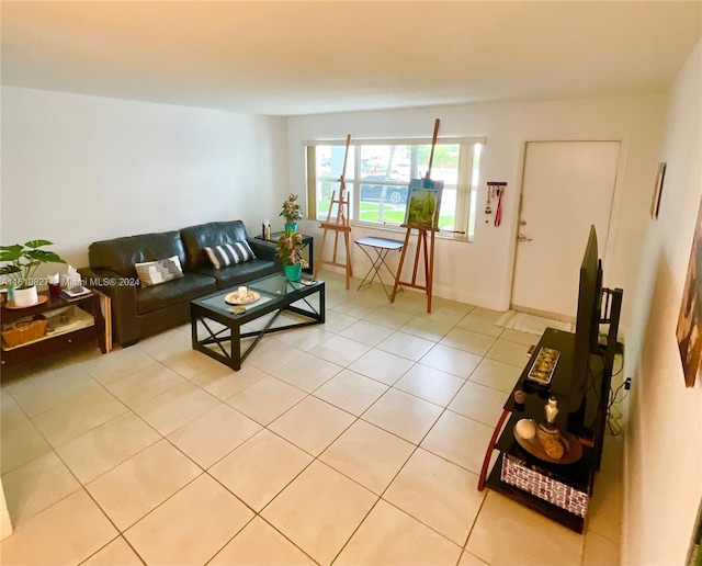 view of tiled living room