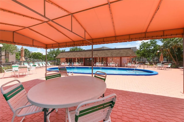 view of swimming pool with a patio