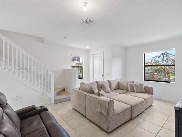 view of tiled living room