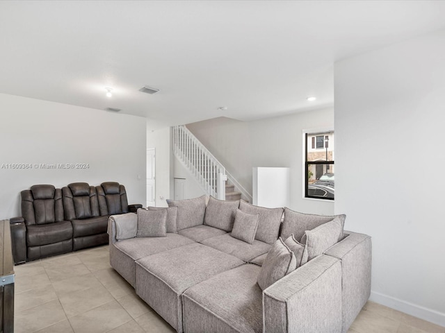 view of tiled living room