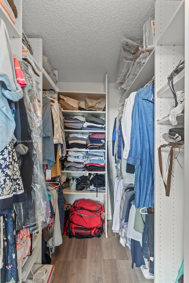 walk in closet featuring light hardwood / wood-style floors