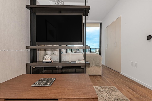 bedroom with wood-type flooring