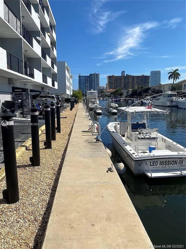 view of dock featuring a water view