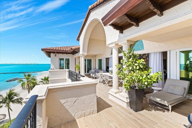 property view of water with a beach view