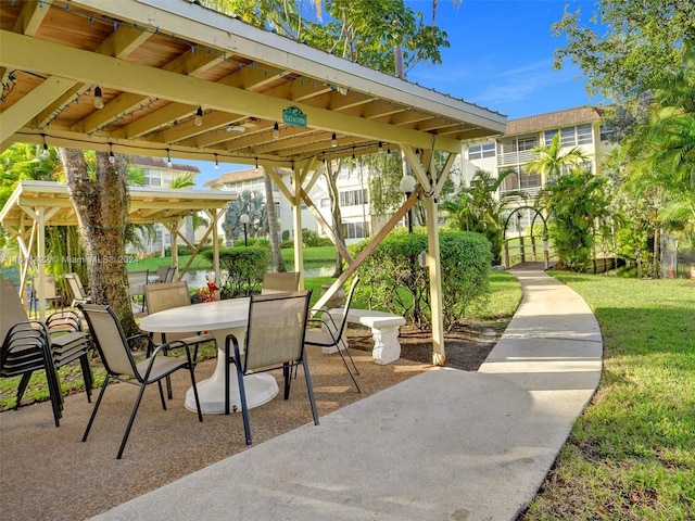 view of patio / terrace featuring a gazebo