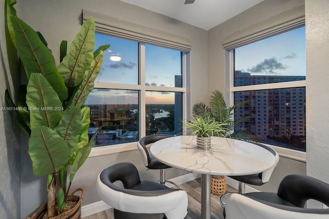 dining room with hardwood / wood-style flooring