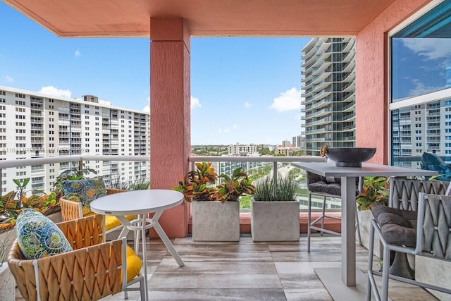 balcony with a view of city