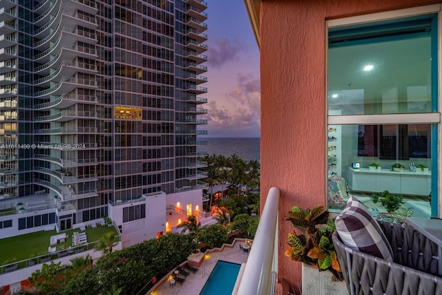 balcony with a water view